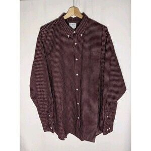 LL Bean Shirt Mens XL Red Check Long Sleeve Button Up Slightly Fitted Preppy